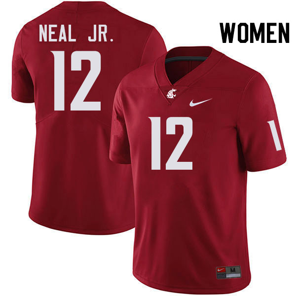 Women #12 Leon Neal Jr. Washington State Cougars College Football Jerseys Stitched-Crimson